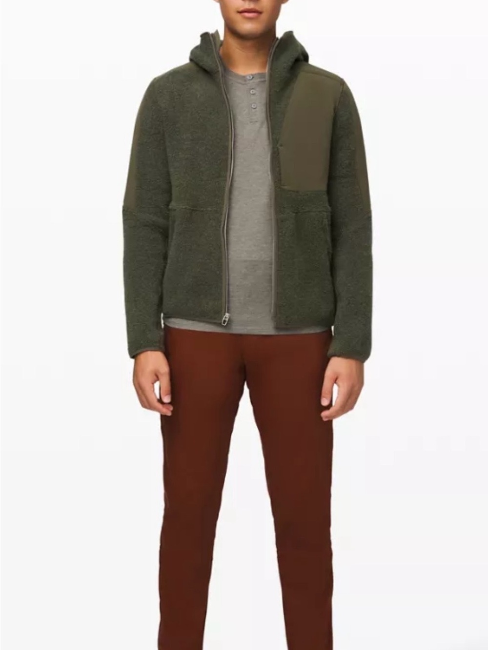 lululemon athletica Tundra Trek Full Zip Olive Green Sherpa Jacket